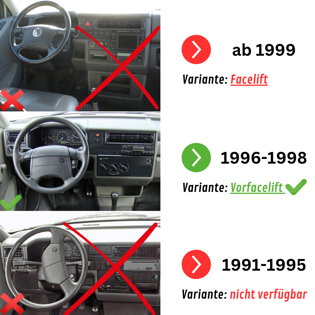 VW T4 Bulli/Camper/Caravan/Transporter - Armaturenbrett - kompatibel mit MagSafe - passgenau
