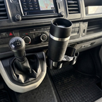 Getränkehalter VW T6 2015–2024 – Passgenau fürs Ablagefach neben dem Schalthebel, schwarz.
