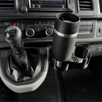 Getränkehalter VW T6 2015–2024 – Passgenau fürs Ablagefach neben dem Schalthebel, schwarz.